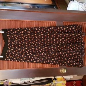 Maxi Skirt, Black with Bright Floral Motif, Size S.